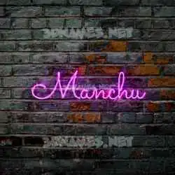 manchu in Pink Neon style - 3D name wallpaper