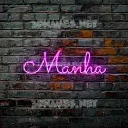 manha in Pink Neon style - 3D name wallpaper