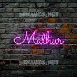 mathur in Pink Neon style - 3D name wallpaper