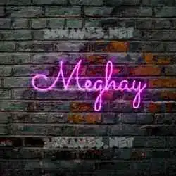 meghay in Pink Neon style - 3D name wallpaper