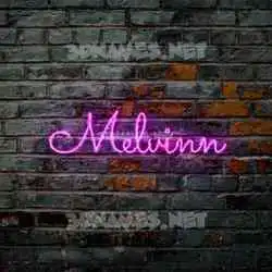 melvinn in Pink Neon style - 3D name wallpaper
