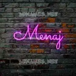 menaj in Pink Neon style - 3D name wallpaper