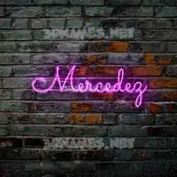 mercedez in Pink Neon style - 3D name wallpaper
