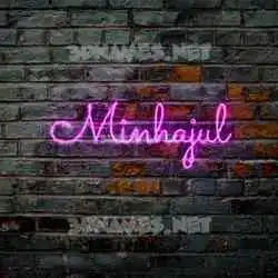 minhajul in Pink Neon style - 3D name wallpaper