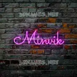 minvik in Pink Neon style - 3D name wallpaper