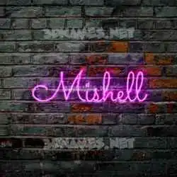 mishell in Pink Neon style - 3D name wallpaper