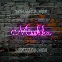 missbha in Pink Neon style - 3D name wallpaper