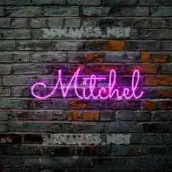 mitchel in Pink Neon style - 3D name wallpaper