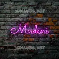mndeni in Pink Neon style - 3D name wallpaper