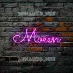 moeen in Pink Neon style - 3D name wallpaper