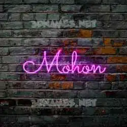 mohon in Pink Neon style - 3D name wallpaper