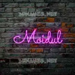 moidul in Pink Neon style - 3D name wallpaper