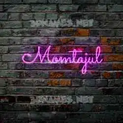 momtajul in Pink Neon style - 3D name wallpaper
