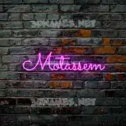 motassem in Pink Neon style - 3D name wallpaper