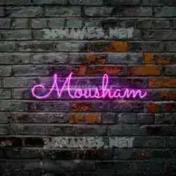 mousham in Pink Neon style - 3D name wallpaper