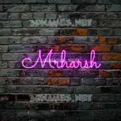 mrharsh in Pink Neon style - 3D name wallpaper