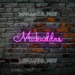 mukaddas in Pink Neon style - 3D name wallpaper