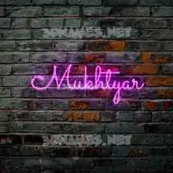 mukhtyar in Pink Neon style - 3D name wallpaper