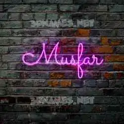 musfar in Pink Neon style - 3D name wallpaper
