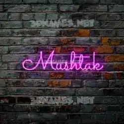 mushtak in Pink Neon style - 3D name wallpaper