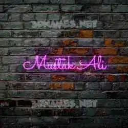 mustak ali in Pink Neon style - 3D name wallpaper