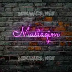 mustaqim in Pink Neon style - 3D name wallpaper