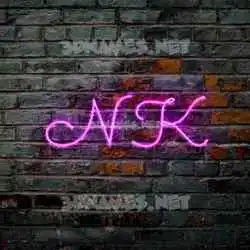 n k in Pink Neon style - 3D name wallpaper