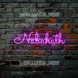nabahath in Pink Neon style - 3D name wallpaper