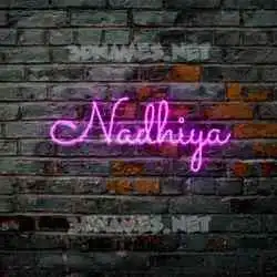 nadhiya in Pink Neon style - 3D name wallpaper