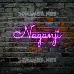 naganji in Pink Neon style - 3D name wallpaper