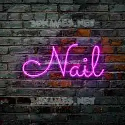 nail in Pink Neon style - 3D name wallpaper
