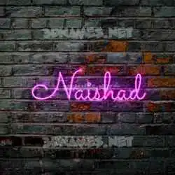 naishad in Pink Neon style - 3D name wallpaper
