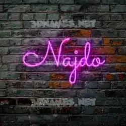 najdo in Pink Neon style - 3D name wallpaper