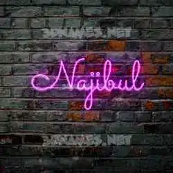 najibul in Pink Neon style - 3D name wallpaper