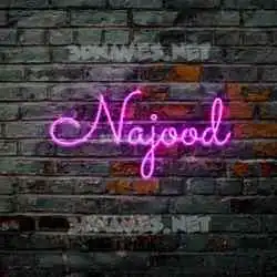 najood in Pink Neon style - 3D name wallpaper