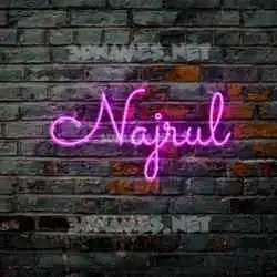 najrul in Pink Neon style - 3D name wallpaper