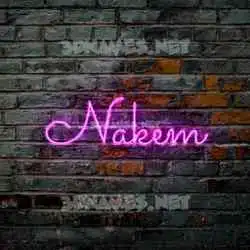 nakem in Pink Neon style - 3D name wallpaper