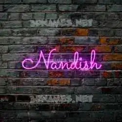 nandish in Pink Neon style - 3D name wallpaper