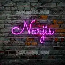 narjis in Pink Neon style - 3D name wallpaper