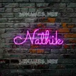 nathik in Pink Neon style - 3D name wallpaper