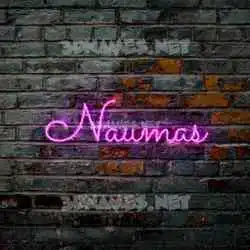 naumas in Pink Neon style - 3D name wallpaper