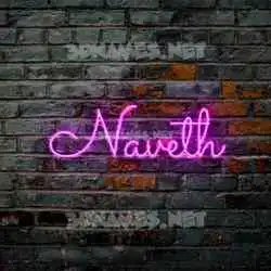 naveth in Pink Neon style - 3D name wallpaper