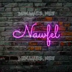 nawfel in Pink Neon style - 3D name wallpaper