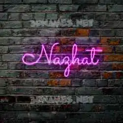 nazhat in Pink Neon style - 3D name wallpaper