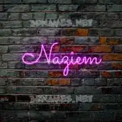 naziem in Pink Neon style - 3D name wallpaper