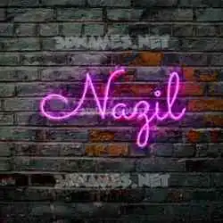 nazil in Pink Neon style - 3D name wallpaper