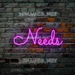 needs in Pink Neon style - 3D name wallpaper