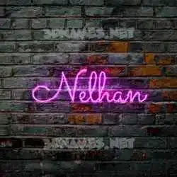 nelhan in Pink Neon style - 3D name wallpaper