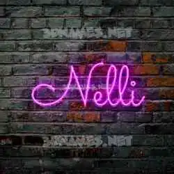nelli in Pink Neon style - 3D name wallpaper