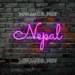 nepal in Pink Neon style - 3D name wallpaper